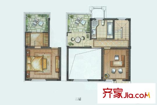 华润橡树湾二层户型图 4室2厅3卫1厨