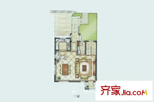 华润橡树湾一层户型图 4室2厅3卫1厨
