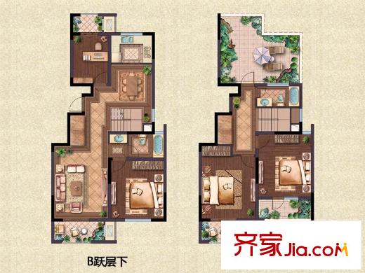 荣御华府B跃层 4室2厅2卫1厨