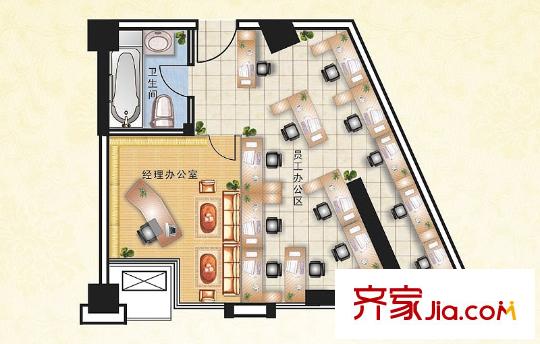 金都花园惠丰广场写字楼户型1 1室1厅1卫