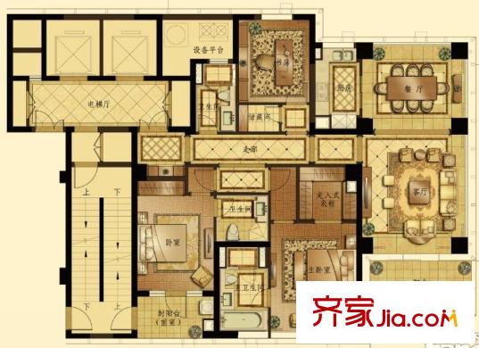蠡湖香樟园高层1#A户型 3室2厅2卫1厨