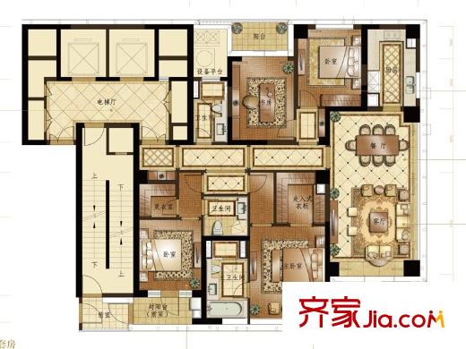 蠡湖香樟园E户型 4室2厅3卫1厨