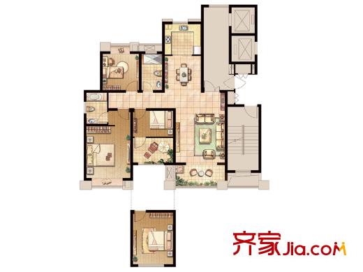 嘉盛维纳阳光B户型 3室2厅2卫1厨