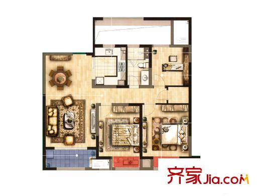 无锡孔雀城阳光阔景户型 3室2厅1卫1厨