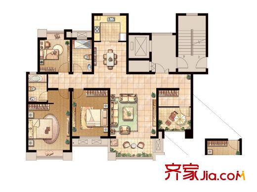 嘉盛维纳阳光A户型 4室2厅2卫1厨