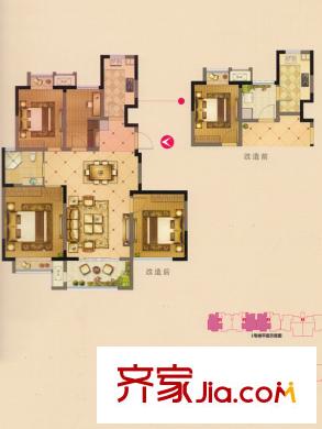 弘阳上品D2户型 3室2厅1卫1厨
