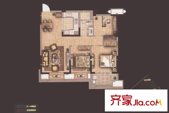 无锡孔雀城2.1期精装B户型 3室2厅1卫1厨