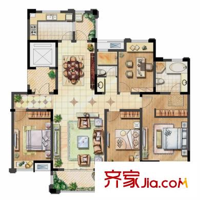 保利香槟国际B户型 4室2厅2卫