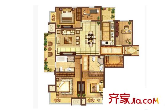 富力十号C区170平 5室2厅2卫1厨