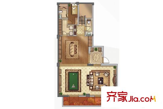 绿地西水东洋房4B(下)户型图 1室2卫