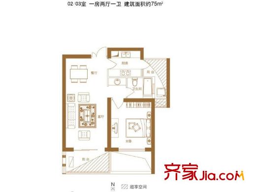 绿地西水东5号地块6号楼户型(已售罄) 1室2厅1卫
