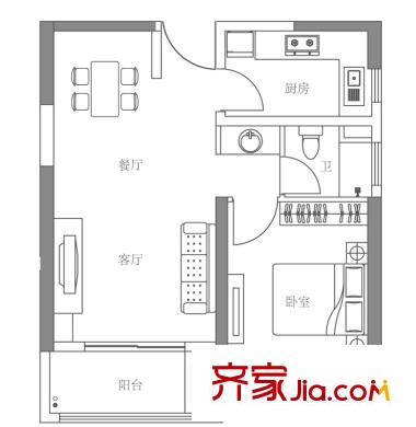 绿地西水东城市公寓户型(已售罄) 1室1厅1卫