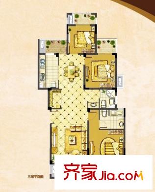 花半里FA3户型 3室2厅2卫1厨