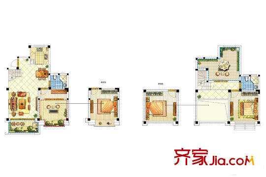 映月华府E2户型 3室2厅2卫1厨