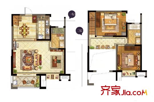 保利中央公园G户型138平 3室2厅2卫1厨