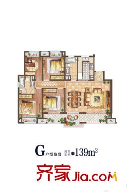 中海珑玺二期G户型 4室2厅2卫1厨