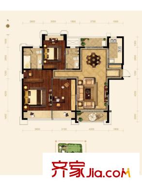 路劲天御B户型 3室2厅2卫1厨