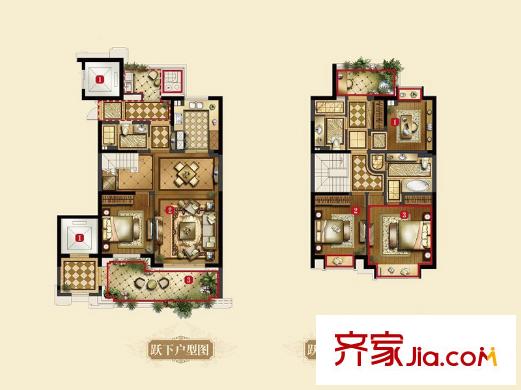 天元世家10#、11#B户型 4室2厅3卫1厨