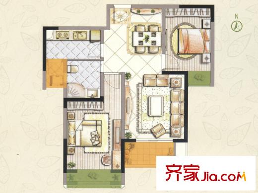 东宝康园11#G15户型 2室2厅1卫1厨