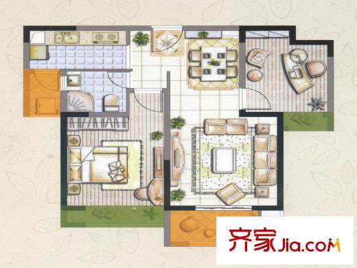 东宝康园高层G9户型 2室2厅1卫1厨