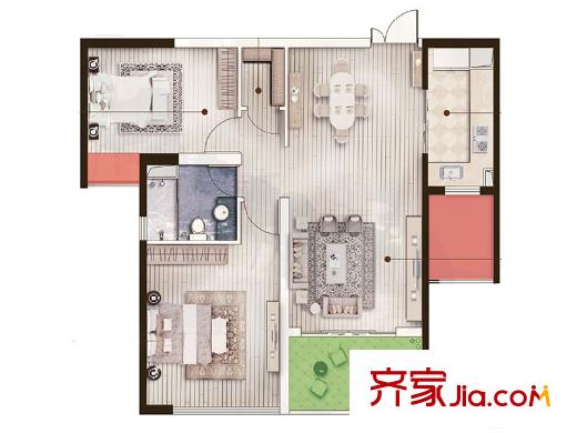 保利达江湾城观云 2室2厅1卫1厨