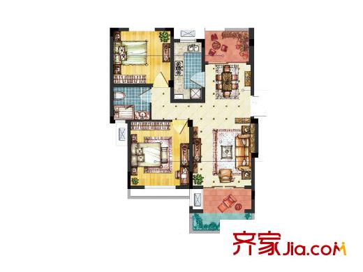 水清木华Ⅱ期A-2户型 2室2厅1卫1厨