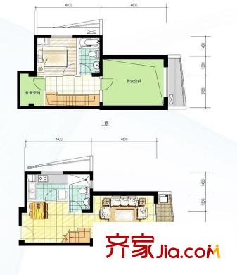 阳光100国际新城波谱洋房F6户型18号楼 1室2厅2卫1厨