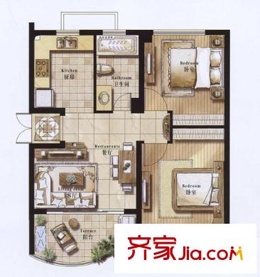 蠡湖香榭爱丽舍 户型 2室2厅1卫