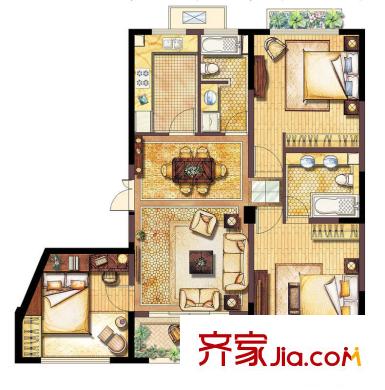 蠡湖香榭PINK公馆C栋A户型 3室2厅2卫