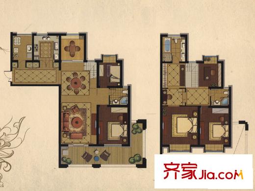 天元世家高层A2户型 5室2厅3卫