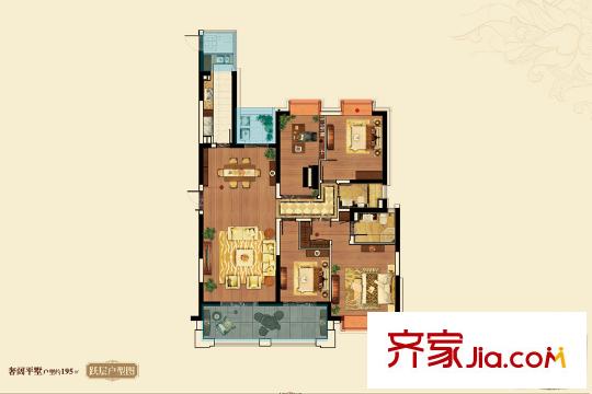 天元世家D2奢阔平墅 4室2厅2卫1厨