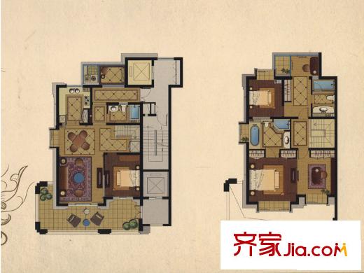 天元世家高层B户型 3室2厅3卫1厨