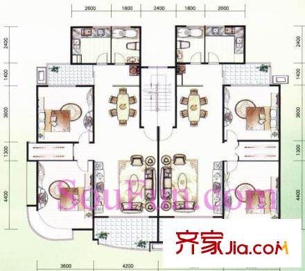 奥林花园户型图户型图 2室2厅1卫1厨