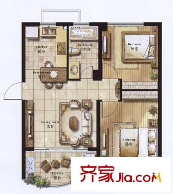 蠡湖香榭爱丽舍 户型 2室2厅1卫