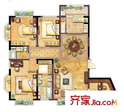 蠡湖香榭PINK公馆C栋B户型 4室2厅2卫