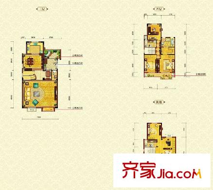 奥林匹克花园户型图4期纯水岸叠拼b户型 4室2厅4卫