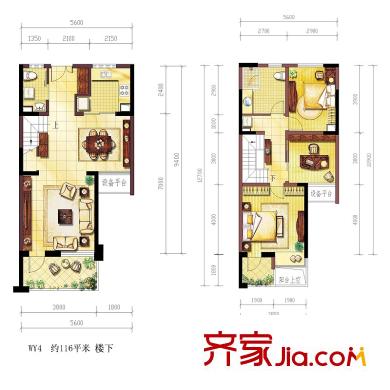 奥林匹克花园户型图装修参考图5期跃层1、2号楼wy4户型 3室2厅2卫