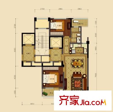 绿城玉兰花园2#楼B1户型 2室2厅1卫