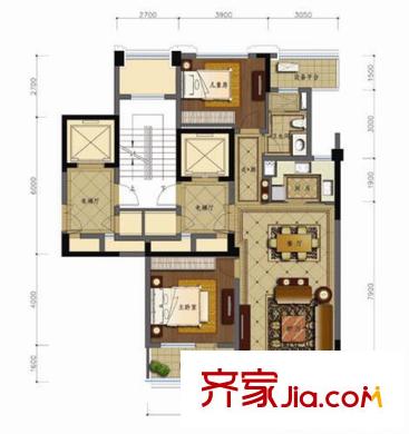 绿城玉兰花园1#楼B-1户型(售完) 2室2厅1卫