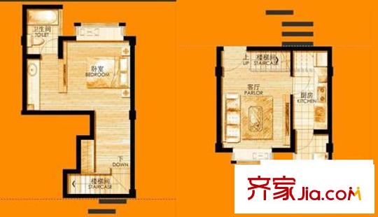 瑞城国际社区户型图马赛公寓 1室1厅1卫