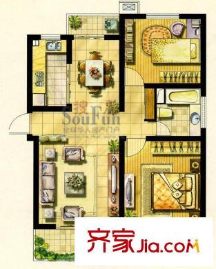 绿地波士顿公馆DB3 2室2厅1卫