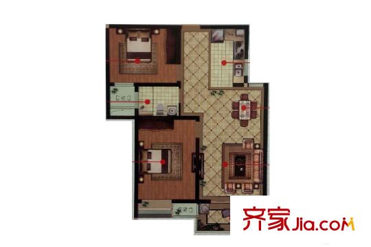 新加坡・尚锦城B9户型 2室2厅1卫1厨