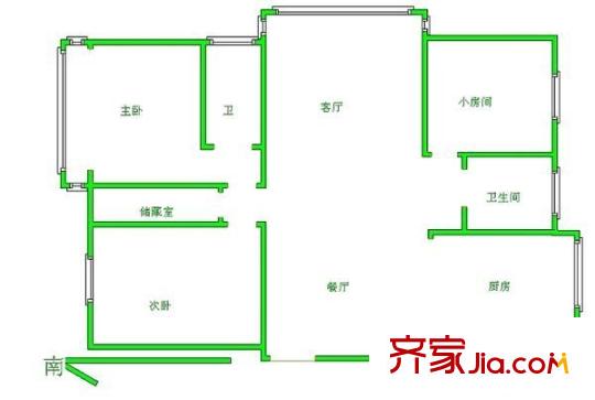 长江国际花园 3室 户型图