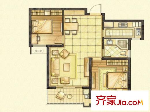 太湖国际社区御景毛坯 2室2厅1卫1厨