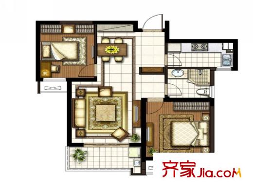 太湖国际社区御景精装 2室2厅1卫1厨