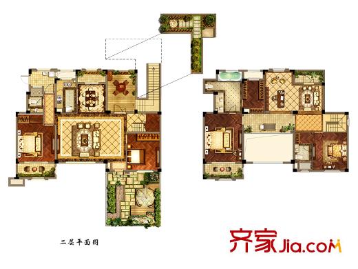 鸿墅联院中户A户型 4室2厅2卫1厨