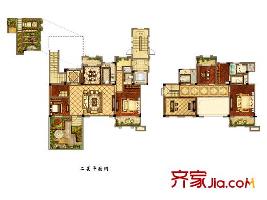 鸿墅联院中户B户型 4室2厅3卫1厨