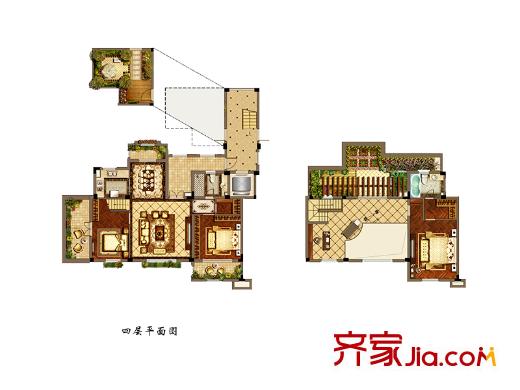 鸿墅联院顶户B户型 3室2厅2卫1厨