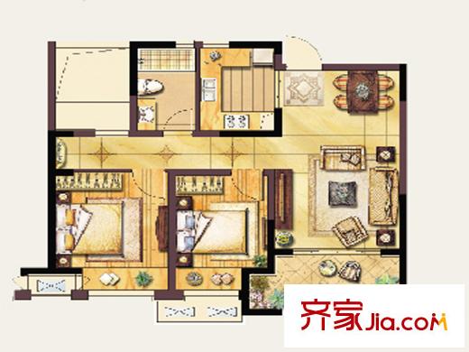 绿地波士顿公馆GB26 2室2厅1卫1厨