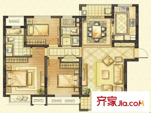 太湖国际社区御景毛坯 3室2厅2卫1厨